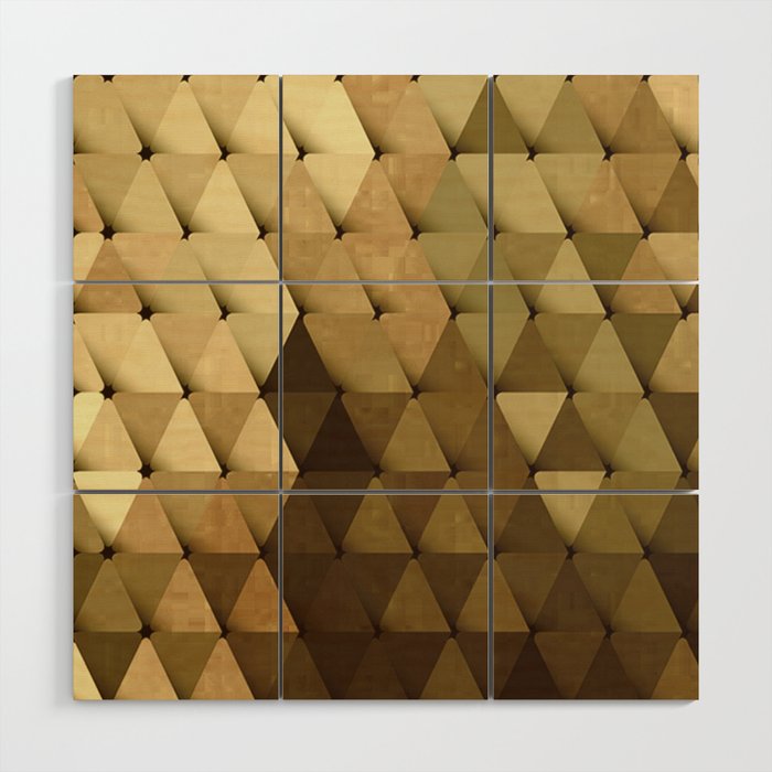 Triangles Yellow Brown Olive Green Wood Wall Art Gallery Image 1