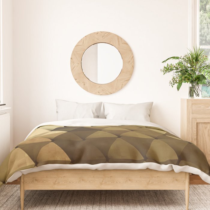 Triangles Yellow Brown Olive Green Duvet Cover Gallery Image 3