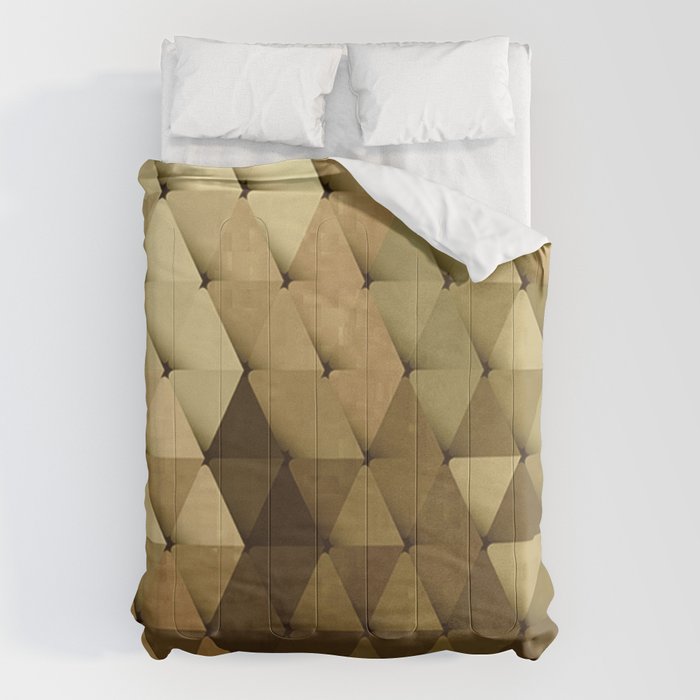 Triangles Yellow Brown Olive Green Comforter Gallery Image 6