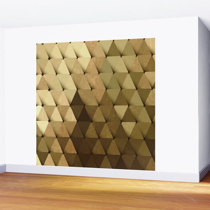 Triangles Yellow Brown Olive Green Wall Mural Gallery Image 2