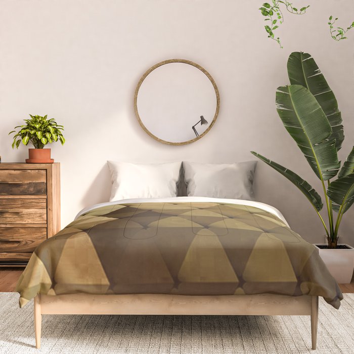 Triangles Yellow Brown Olive Green Comforter Gallery Image 3