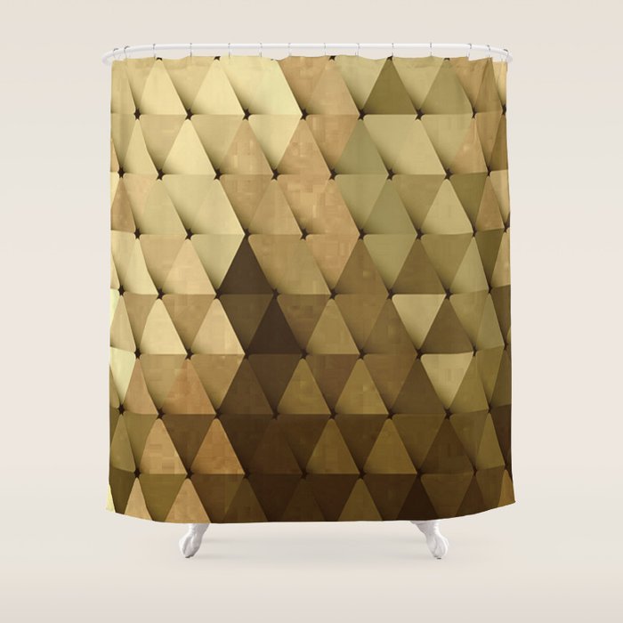 Triangles Yellow Brown Olive Green Shower Curtain Gallery Image 1