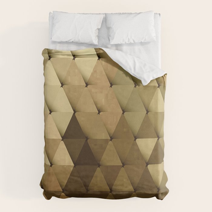 Triangles Yellow Brown Olive Green Duvet Cover Gallery Image 6