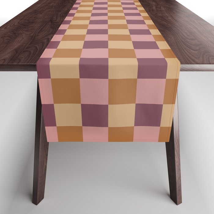 Checkered Multicolor Pattern VII Earthy Autumn Table Runner Gallery Image 1
