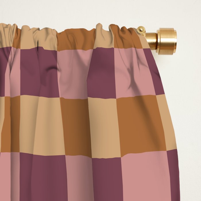 Checkered Multicolor Pattern VII Earthy Autumn Window Curtain Gallery Image 2