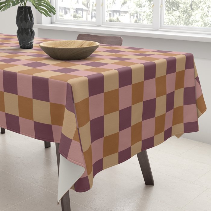 Checkered Multicolor Pattern VII Earthy Autumn Tablecloth Gallery Image 3