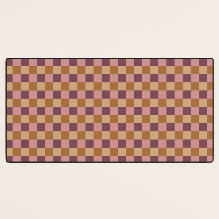 Checkered Multicolor Pattern VII Earthy Autumn Desk Mat Gallery Image 3