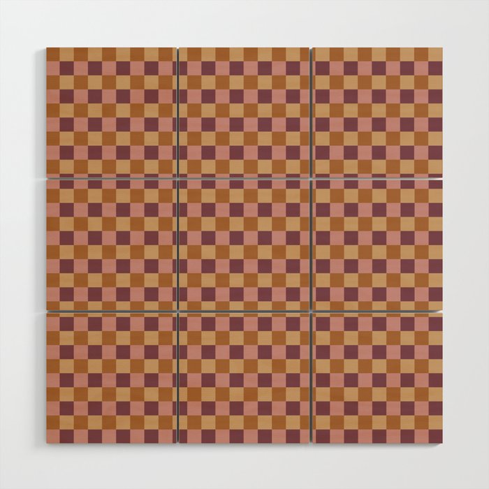 Checkered Multicolor Pattern VII Earthy Autumn Wood Wall Art Gallery Image 1