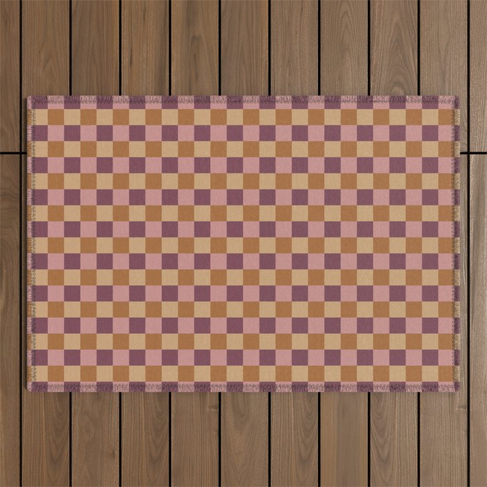 Checkered Multicolor Pattern VII Earthy Autumn Outdoor Rug Gallery Image 1