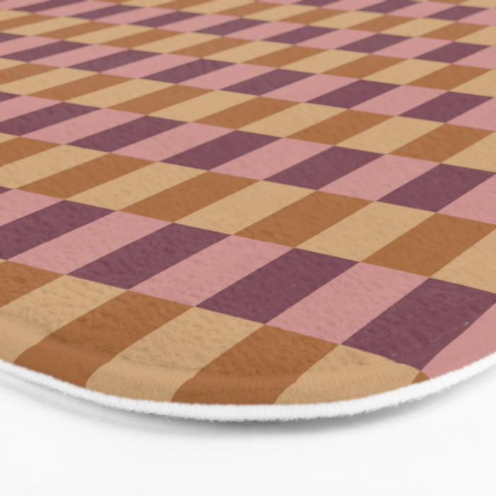 Checkered Multicolor Pattern VII Earthy Autumn Bath Mat Gallery Image 3