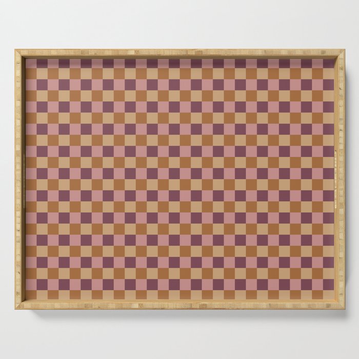 Checkered Multicolor Pattern VII Earthy Autumn Serving Tray Gallery Image 1