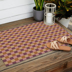 Checkered Multicolor Pattern VII Earthy Autumn Outdoor Rug Gallery Image 2