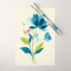 Azure Bloom Wrapping Paper Gallery Image 1