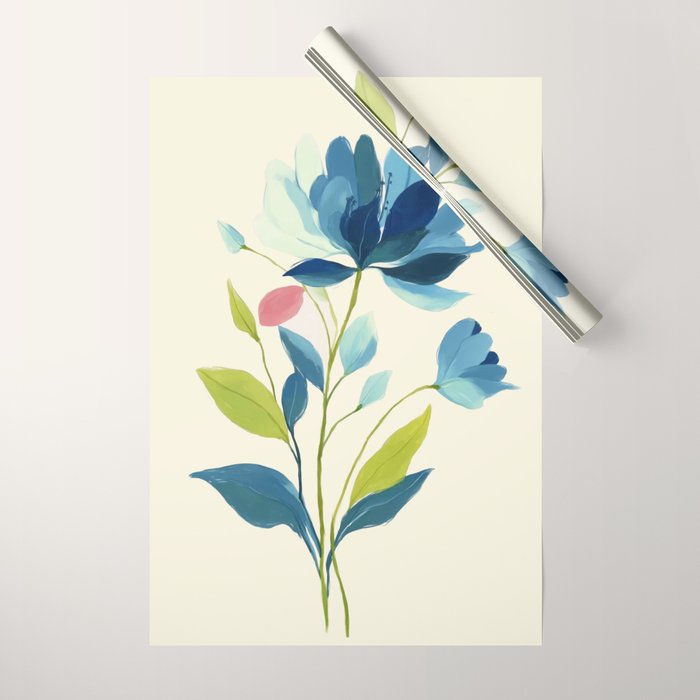 Azure Bloom Wrapping Paper Gallery Image 1