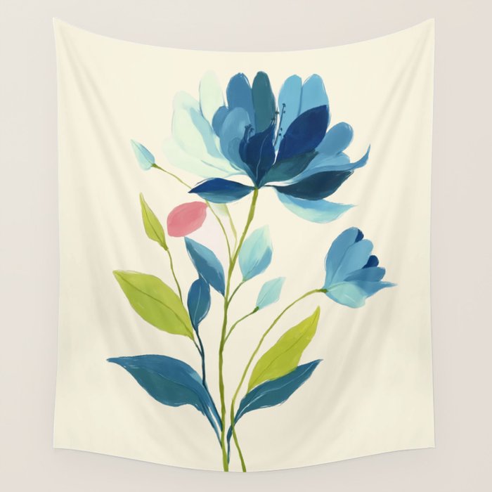 Azure Bloom Wall Tapestry Gallery Image 4