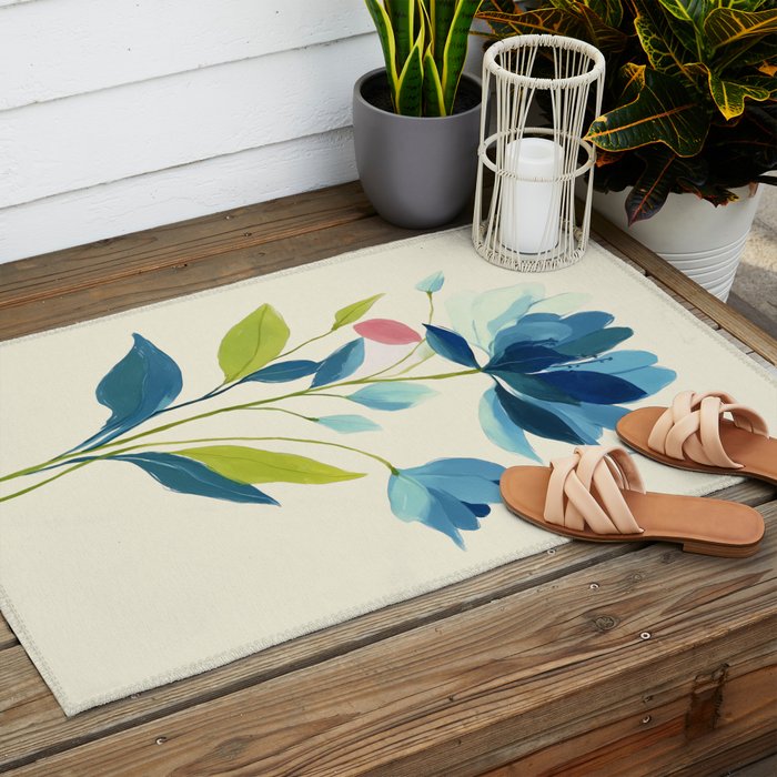 Azure Bloom Outdoor Rug Gallery Image 2