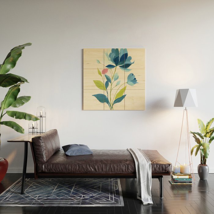 Azure Bloom Wood Wall Art Gallery Image 2