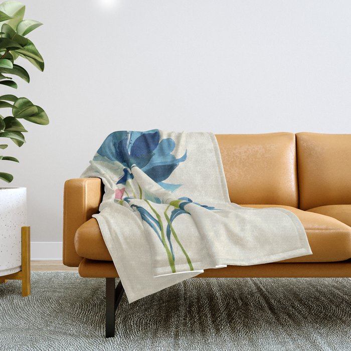 Azure Bloom Throw Blanket Gallery Image 1