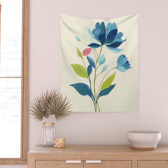 Azure Bloom Wall Tapestry Gallery Image 2
