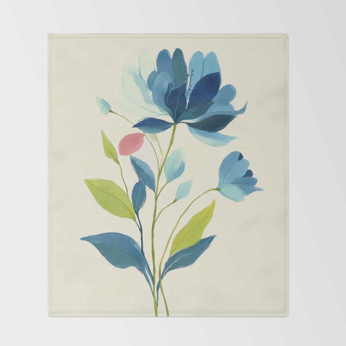 Azure Bloom Throw Blanket Gallery Image 2