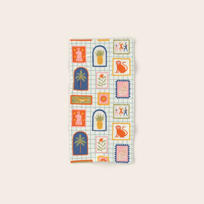 Vintage tropical summer patchwork art pattern Bath Towel Gallery Image 1
