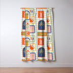 Vintage tropical summer patchwork art pattern Window Curtain Gallery Image 3