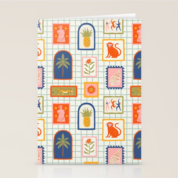 Vintage tropical summer patchwork art pattern Stationery Card Gallery Image 2