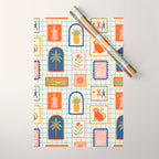 Vintage tropical summer patchwork art pattern Wrapping Paper Gallery Image 1