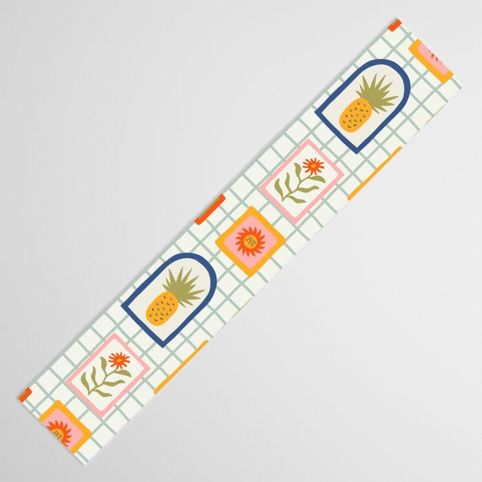 Vintage tropical summer patchwork art pattern Table Runner Gallery Image 3