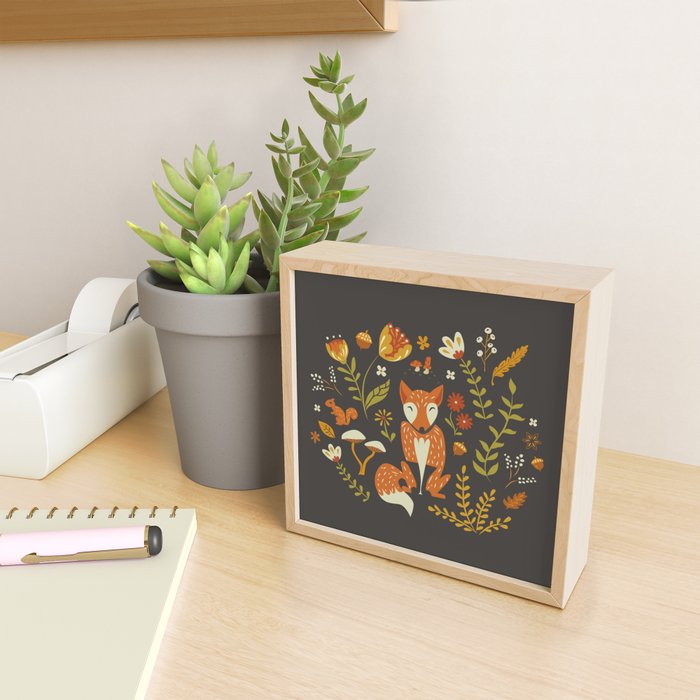 Fox in an Autumn Garden Mini Art Print Gallery Image 2