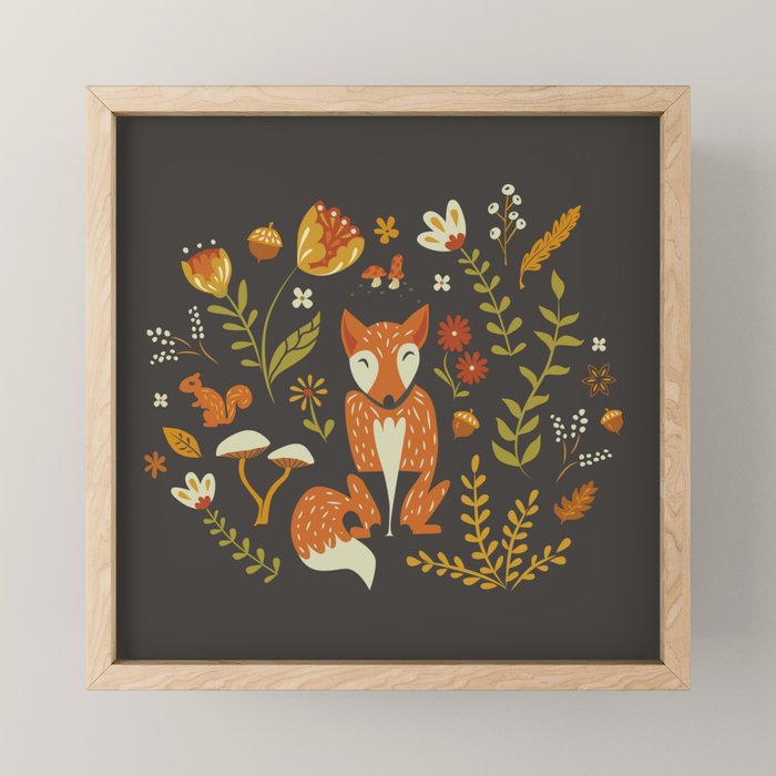 Fox in an Autumn Garden Mini Art Print Gallery Image 1