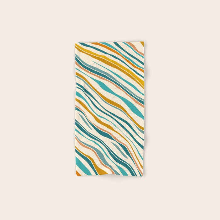  Teal and Gold Ocean Stripes Towels Gallery Image 1