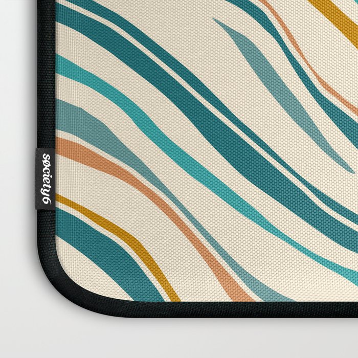  Teal and Gold Ocean Stripes Laptop Sleeve Gallery Image 3
