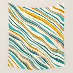 Teal and Gold Ocean Stripes Wall Tapestry Gallery Image 4