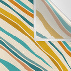  Teal and Gold Ocean Stripes Wall Tapestry Gallery Image 3