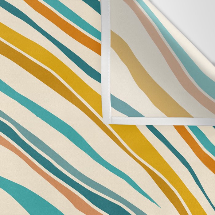  Teal and Gold Ocean Stripes Wall Tapestry Gallery Image 3