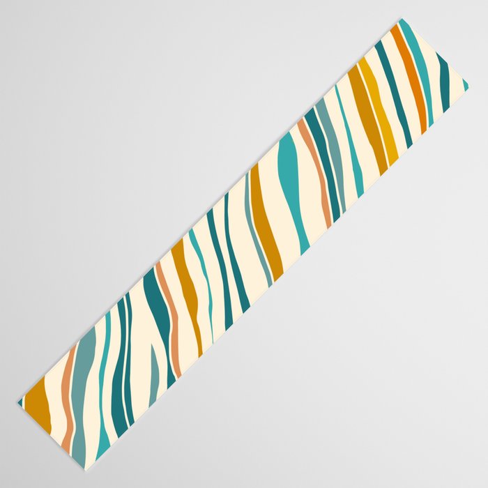  Teal and Gold Ocean Stripes Table Runner Gallery Image 3