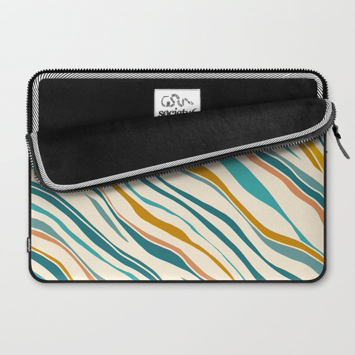  Teal and Gold Ocean Stripes Laptop Sleeve Gallery Image 2