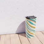  Teal and Gold Ocean Stripes Travel Mug Gallery Image 4