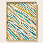  Teal and Gold Ocean Stripes Serving Tray Gallery Image 1