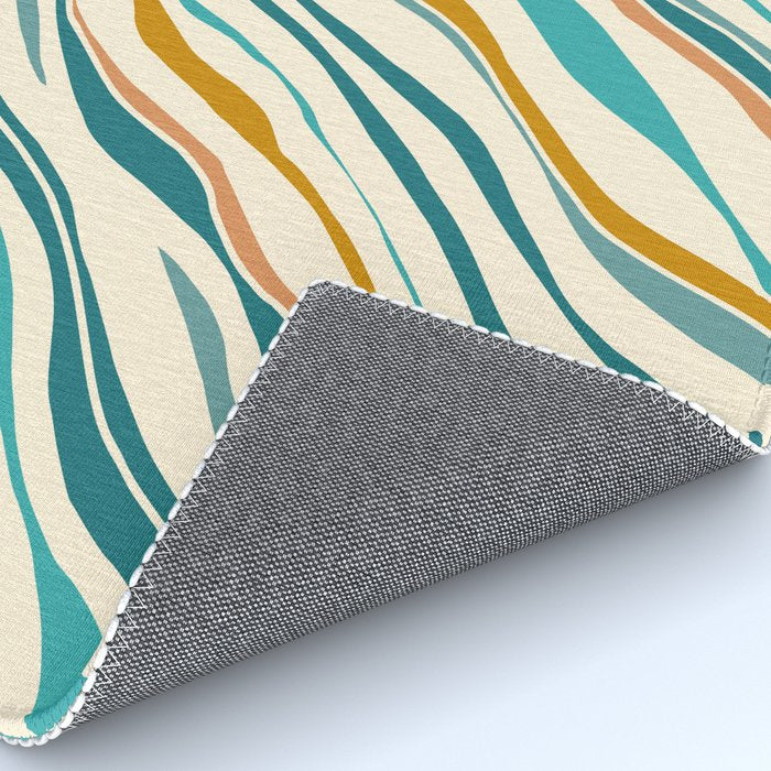  Teal and Gold Ocean Stripes Rug Gallery Image 4