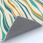  Teal and Gold Ocean Stripes Rug Gallery Image 4