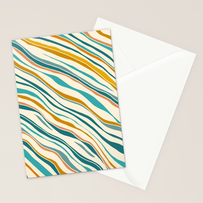  Teal and Gold Ocean Stripes Stationery Card Gallery Image 2