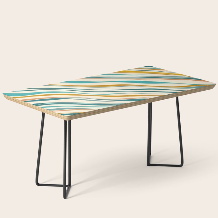  Teal and Gold Ocean Stripes Coffee Table Gallery Image 1