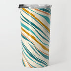  Teal and Gold Ocean Stripes Travel Mug Gallery Image 3