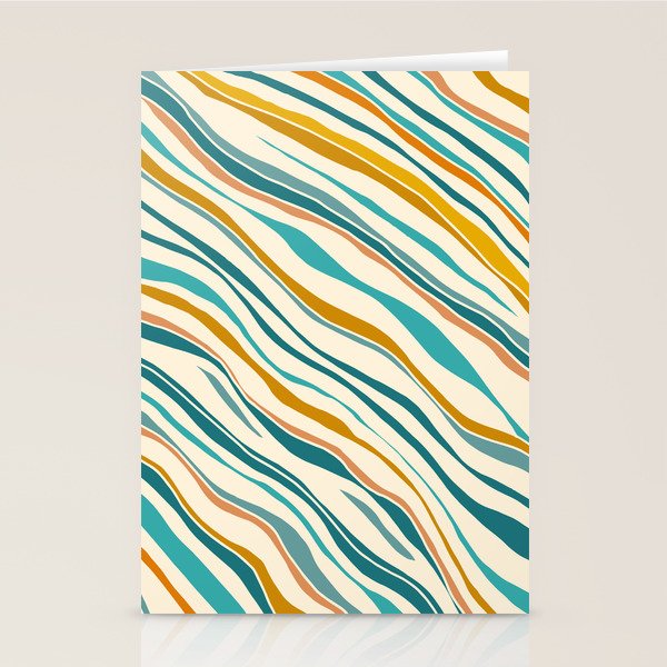  Teal and Gold Ocean Stripes Stationery Card Gallery Image 1