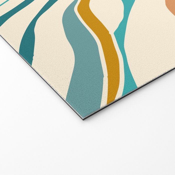  Teal and Gold Ocean Stripes Welcome Mat Gallery Image 2