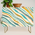  Teal and Gold Ocean Stripes Credenza Gallery Image 1