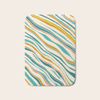  Teal and Gold Ocean Stripes Bath Mat Gallery Image 1