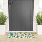  Teal and Gold Ocean Stripes Welcome Mat Gallery Image 3